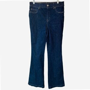 Spanx EveryWear Flare Leg Jeans Womens Size L Dark Indigo Wash